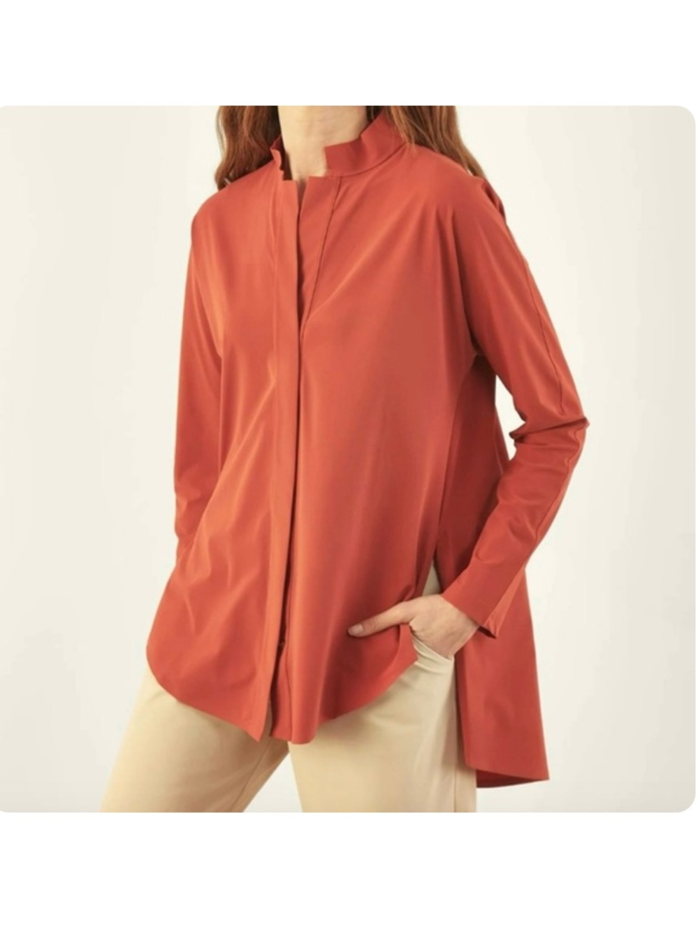 Aday Something Borrowed Button down Shirt Persimmon Small